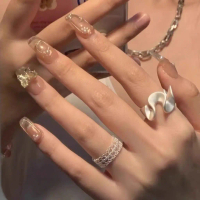 Gelombang dan rok swing cincin renda ins desain perasaan kabut mata perak cincin pembukaan perempuan