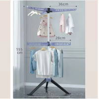 多功能衣帽架 晾衣架 簡約掛衣櫃 曬衣架【黑藍】升級雙層七翅防風-可升降旋轉 【大】