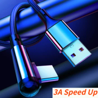USB Type C Cable 90 Degree Fast Charging Data USB C Cable For iphone Samsung S10 S9 Xiaomi mi8 mi9 Huawei P20 P30 USB-C Charger