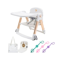 【Mombella &amp; Apramo】可攜式兩用兒童餐椅-聖誕白金版+Easy綁防掉帶-隨機x1(兒童餐椅 摺疊餐椅 野餐 出國)