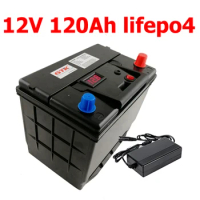 GTK Lifepo4 12V 120AH battery BMS 4S 12.8V Battery for Solar Energy System inverter Boats Mobile radio robot UPS +10A Charger