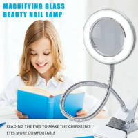 New-Desk Table Top 8X Magnifying Glass Beauty Nail Salon Tattoo Magnifier Lamp Light