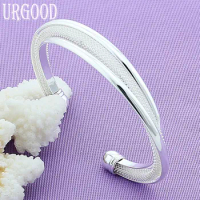 925 Sterling Silver Network Open Bangle For Women Man Party Engagement Wedding Romantic Fashion Jewelry Gift