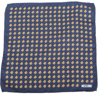 MOSCHINO 滿版泰迪熊深藍色方型絲巾 綁包巾(33x33)