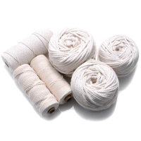 1 2 3 4 5 6mm Natural Cotton Twisted Rope Macrame Cotton Cord Twine String DIY Craft Making Tassel Knitting Thread