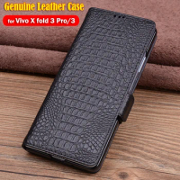 Fashion Business Cover for Vivo X Fold 3 Pro Genuine Leather Flip Case for Vivo X Fold 3 Pro Case Funda with Magnetic Buckle