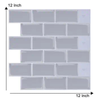 Vividtiles large size 12 * 12 inch Self adhesive vinyl wallpaper Gray stick 3D Metro effect Kitchen tiles (1-sheet)
