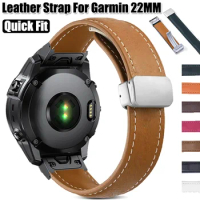 22MM Leather Strap For Garmin Fenix 7 6Gps 5 Plus quick fit soft watch Band for Garmin Appriach s62 MARQ Quatix5 forerunner945