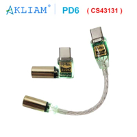 AkLIAM PD6 CS43131 Dongle USB DAC Type C to 2.5mm 3.5mm 4.4mm Headphone DAC Adapter with Resin Pouring Process