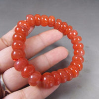 正品天然南紅瑪瑙平安扣手鏈 裸石玉石柿子紅滿肉手串玉石玉器