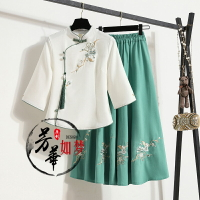 中國風套裝女新中式唐裝上衣兩件套漢元素日常改良漢服套裝裙夏款