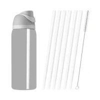 PCT Replacement Straws with Cleaning Brush BPA-free Long Straw Reusable Insulated Bottle Straws for Owala FreeSip 24 oz 32 oz