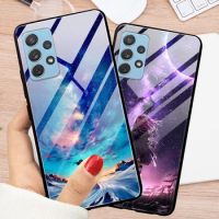 Tempered Glass Print Cover for Samsung Galaxy A52S 5G Case Luxury Hard Back Covers For Samsung A52 4G Cases A525F Cool Cute Etui
