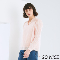 SO NICE質感小V領織紋造型上衣