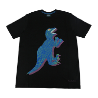 PAUL SMITH DINO字母LOGO恐龍印花棉質短袖T恤(男款/黑x藍紫)