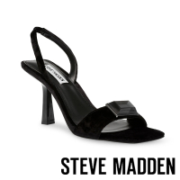 【STEVE MADDEN】VENUES 麂皮飾釦方頭繞踝跟鞋(黑色)