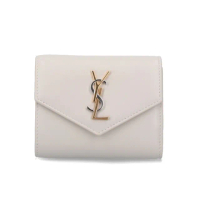 【YSL】SAINT LAURENT Cassandre 羊皮 三折 卡夾 零錢包 短夾 皮夾 白色 742984