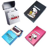 Snoopy Spike Aluminum Alloy Cigarette Case Cartoon Puppy Girls 20 Cigarettes Cases Anime Boys Flip Top Cigarette Holder Gifts