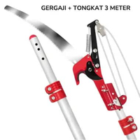 Tongkat Gergaji Dahan 3 Meter Teleskopik Pangkas Ranting Dahan Pohon Tongkat + Gergaji