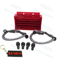 Pit Dirt Bike CNC Cooling Radiator Oil Cooler Kit Red For 125cc 140cc YX Lifan Zongshen Motorcycle Motocross