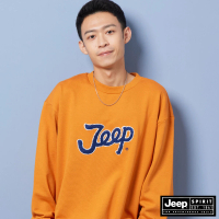 【JEEP】品牌LOGO簡約設計大學T-男女適穿(橘色)