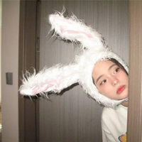 ANNAS 兔年帽子 毛毛兔子帽子 兔耳朵 長毛 造型 保暖刷毛 帽子 兔兔 可愛 小白兔 網紅明星 韓國 大人小孩