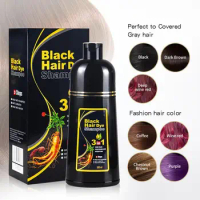 Sdotter Shampoo Hair Dye - Color White To Black Shampoo Natural Black Dye Hair Black Cream Dye Bubble Hair E6T3