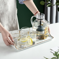 冷水壺玻璃杯創意北歐風客廳簡約家用過濾茶具涼水壺套裝帶托盤