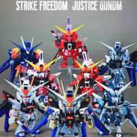 Bandai QMSV Mini Strike Freeoom Justice Gundm Model Action Figures Toys 10cm Animation Robot Collection Gifts Gundam ornaments