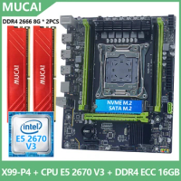 MUCAI X99 P4 Motherboard LGA 2011-3 Kit Set With Intel Xeon E5 2670 V3 CPU Processor And DDR4 16GB(2*8GB) 2666MHz RAM Memory