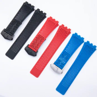 Red Blue Black 28x22mm Silicone Rubber Watchband For Tag Strap Breathable Band Soft Watch band For CARRERA Heuer Bracelet