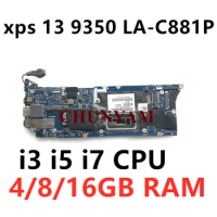 LA-C881P For Dell XPS 13 9350 Series Laptop Motherboard w/ I3 I5 I7 CPU 4/8/16GB RAM Mainboard CY
