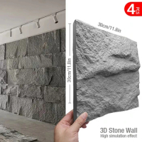 4pcs 30cm House Renovation mushroom stone Brick 3D Wall Panel Non Self Adhesive 3D Wall Sticker Mosaic Tile Waterproof Wallpaper
