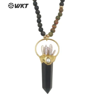 WT-N1338 WKT Infinity Charms So Hot Style Natural Stone Beads Necklace Retro Pendant For Lady Lovely Gift Jewelry