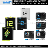 Telesin Battery For GoPro Hero 9 10 11 12 Black 1750mAh Baterai Go Pro