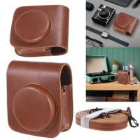 Vintage PU Camera Case Bag with Pocket Crossbody Camera Bag Adjustable Shoulder Strap for Fujifilm Instax Mini 90 Instant Camera