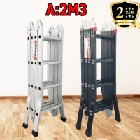 Thang nhôm gấp 4 đoạn NAKATA VN404, chữ A cao 2.35m, chữ I cao 4.7m, 14 tư thế sử dụng (Bảo hành 2 n