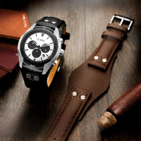 Genuine Leather Litchi Pattern Anti-Allergy Black Brown 22mm Watch Strap for Fossil Ch2564 Ch2565 Ch2891ch3051 Men Watchband
