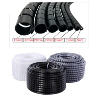 1/2/5/10 Meter 8/12/16/22/28/32/42mm Line Flexible Spiral Cable Organizer Storage Pipe Cord Protector Management Cable PE Tube