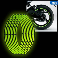 18''Universal Motorcycle Sticker Wheel Rim Reflective Strips Decorative Stripe Car Bike Motorbike Bicycle Fluorescent Green Trim