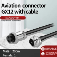 GX12 2/3/4/5/6/7Pin Male Female Aviation plug&amp;Connector with 1M Cable Extension cord socket Industrial plug
