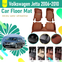 Full Set Car Floor Mats For Volkswagen Jetta Bora VW Vento A5 Mk5 2006~2010 Leather Foot Pad LHD Carpet Foot Rug Car Accessories