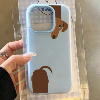 {DLGIFJIE} Minimalist Brown Dachshund Pattern Phone Case For iPhone 17 16 15 14 Pro Max 16E 11 13 12