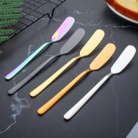 304 Stainless Steel Titanium Plated Butter Knife Bread Jam Cheese Spatula Decorating Butter Cheese Knife Plated Butter Knife