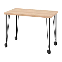 LINNMON/KRILLE 書桌/工作桌, 染白橡木紋/黑色, 100x60 公分