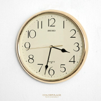SEIKO精工時鐘 簡單大數字設計閃耀金色外框掛鐘 時尚有型 柒彩年代【NE1624】原廠公司貨