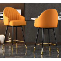 現代輕奢可旋轉吧檯椅(桔色)(尺寸:坐高75CM)