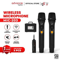 Advance MIC-203 Profesional 2 Mic Wireless Microphone Karoke Mic Speaker I Silver