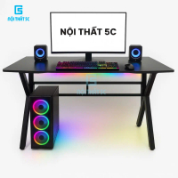 Bàn Gaming, Bàn Làm Việc 1m4 & 1m2 Nội Thất 5C K Speed chân sắt hộp 40x40mm kèm phụ kiện giá để cốc 