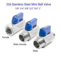 High Pressure 316 Stainless Steel Mini Ball Valve 1/8" 1/4" 3/8" 1/2" 3/4" 1" Female Male 2 way ball valve